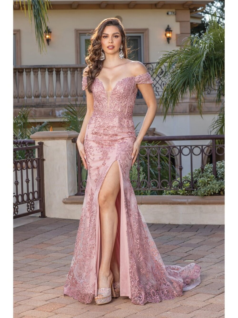 NEW ROSE-GOLD Evening Gown Floor Length Formal Elegant Stunning 4332